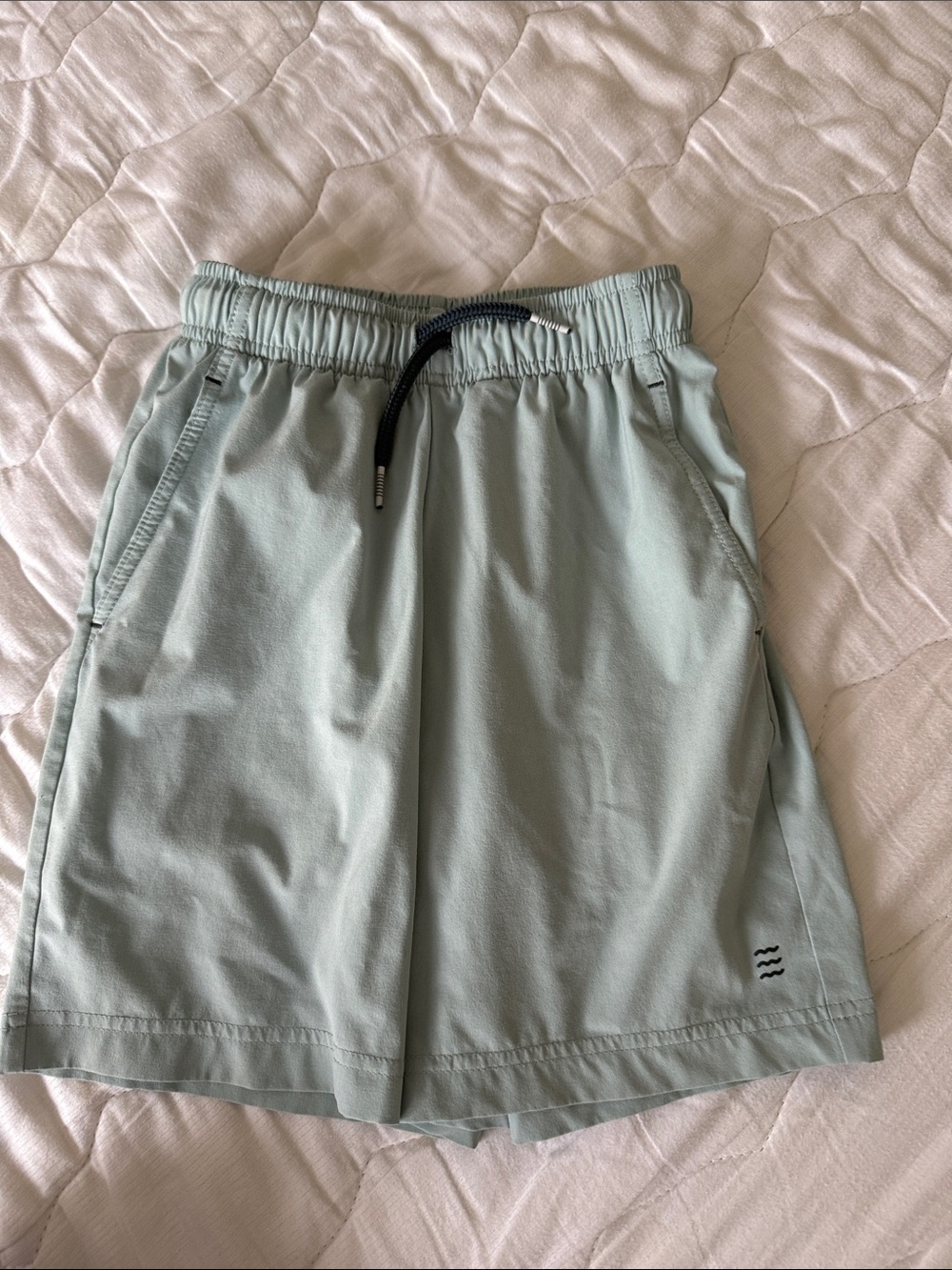 Free Fly Apparel Kids Swim Trunks Light Mint with Black Drawstring